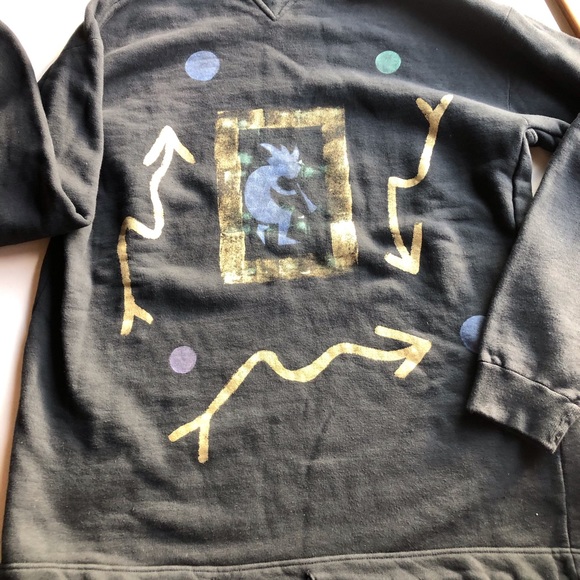 Art Screen Printed Oversized Cozy Sweatshirt Kokopelli Mock Turtleneck - Picture 3 of 6